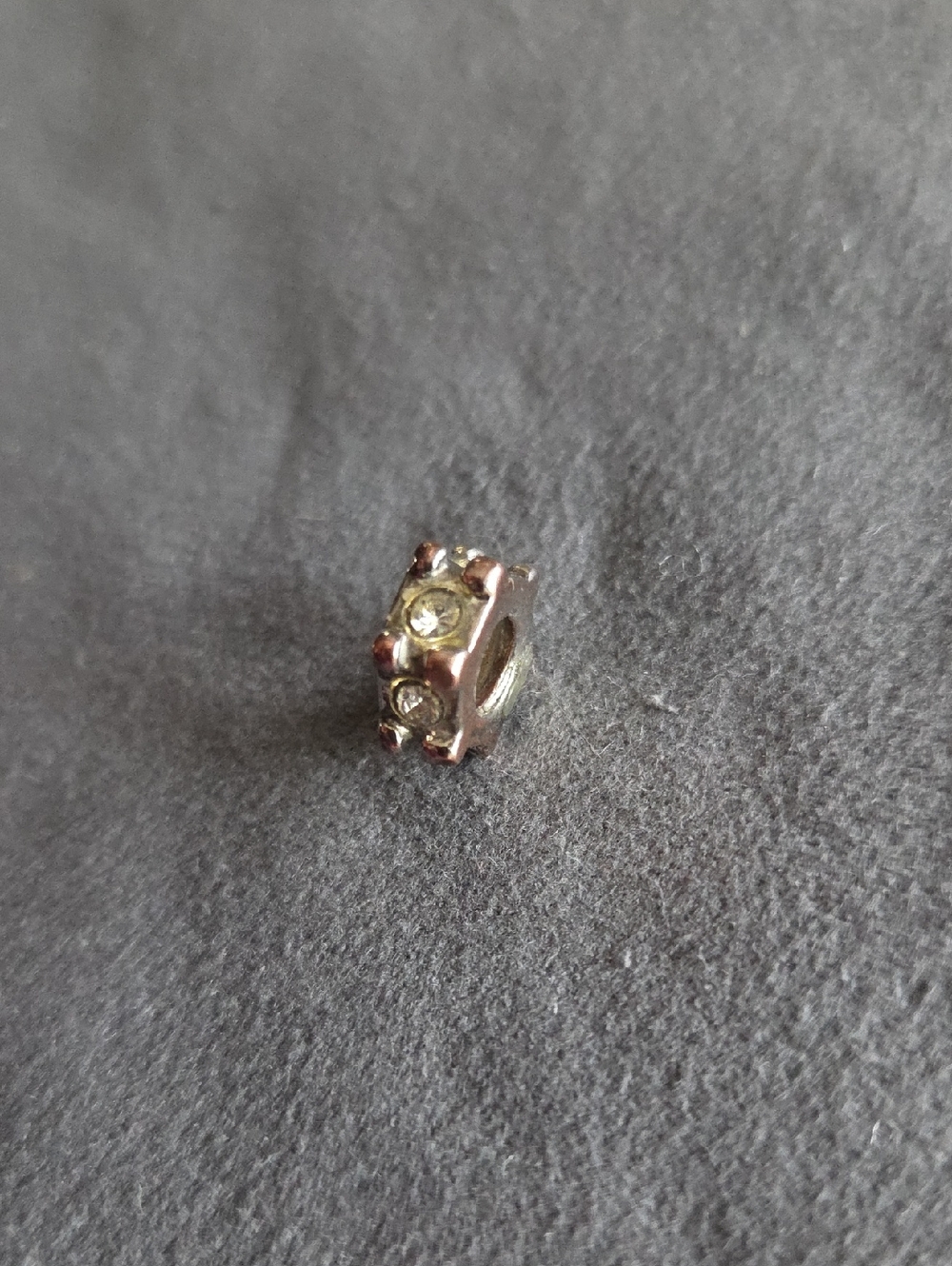 Vintage Sterling Silver & Crystal Spacer Bead with Clear Stones